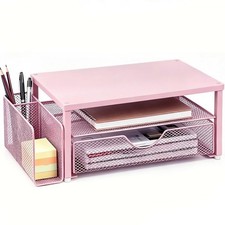 Desk Organizer and , Computer Monitor Stand Riser with Drawer and 1 Open Pen ... picture