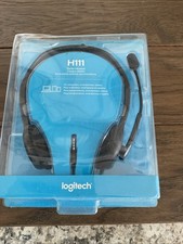 Logitech H111 Black On the Ear Stereo Business Headset 3.5mm Jack Mic BRAND NEW picture
