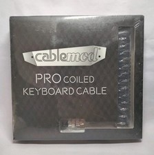 CableMod Pro Coiled Keyboard 150cm Cable Sterling Foil Black USB A to USB Type C picture