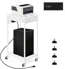 Printer Stand w/Storage Drawer Rolling Printer Desk Cart PC Tower Charge Station picture