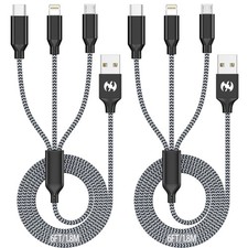 Multi Charging Cable 6ft 2Pack 3 in 1 Charger Cord, Multiple 6ft, Black/Grey picture