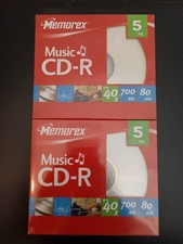 2 Memorex Music CD-R 700MB 80 Minute, 40X - 5 Pack - New Sealed NIP picture
