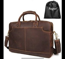 New Men's Augus Leather Laptop Briefcase Waterproof Travel Messenger Duffle Bag picture