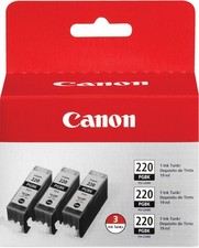 New Genuine Canon PGI-220 Black 3PK Ink Cartridges PIXMA iP3600, iP4600 picture