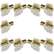 10 Pcs RCA Keystone Jack Coupler Insert Snap In Gold Plated White Center White picture