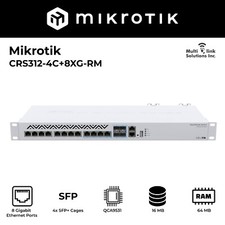 MikroTik 12-Port 10G Switch with Dual Power Supply CRS312-4C+8XG-RM picture