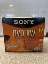 Sony DVD-RW Disc 10-Pack in Cases 120 min 4.7 GB 1x-2x NEW Open Box  picture