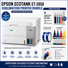 Epson EcoTank ET-3958 Sublimation Printer Bundle w/ Extra Ink, Paper & Tape picture
