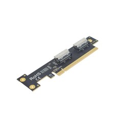 PCIe 5.0 x16 to 2 MCIO x8 Adapter Card for 4 U.2 NVMe SSD (Side Top Black) picture