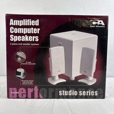 Cyber Acoustics Amplified Computer Speakers 3 Piece Sub Woofer System CA-3080 picture
