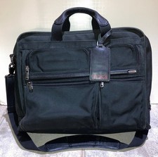 TUMI Alpha 26160D4 Laptop Briefcase Expandable Ballistic Nylon Black w/ Strap picture