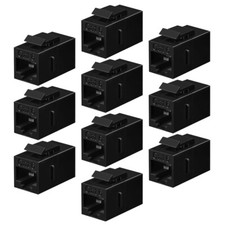 10x RJ45 Cat6 Coupler Inline 8P8C Type Keystone Jack For Wall Plate Panel Black picture