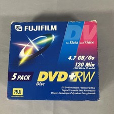 Fujifilm DVD+RW Discs 5 Pack 4.7GB 120min Rewritable Blank Media for Data Video picture