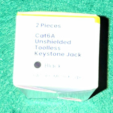 trueCABLE Cat6A RJ45 Toolless Unshielded Keystone Jack, Black/Blue- new - 2pcs picture