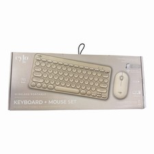 Cylo Liv Wireless Keyboard & Mouse Set 78-Key Bluetooth/2.4GHz Beige New  picture