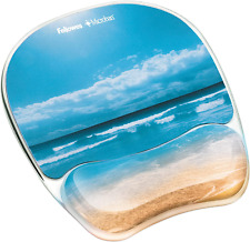 Fellowes Photo Gel Mouse Pad and Wrist Rest Sandy Beach Blue, 9.25