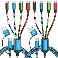 4 in 2 Multi Charging Cable, USBA/C Universal 5 feet, Green&Red&Blue&White picture