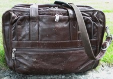 FRYE brown leather expandable brief/laptop bag, worn leather picture