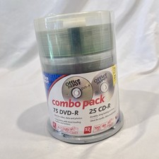 Office Depot 75 DVD-R 25 CD-R Combo Pack 100 Disc Spindle Sealed 8x 52x picture