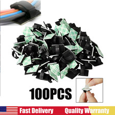 100Pcs Cable Clips Self-Adhesive Cord Management Wire Holder Organizer Clamp NEW picture
