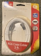 73309 3' White Video RG8 Coax Cable With Silver Ends GE Jasco  picture
