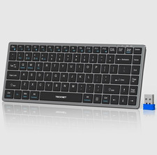 TeckNet Wireless USB Keyboard Rechargeable, Black English QWERTY picture
