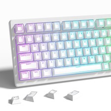 Womier PBT Keycaps Set 130 Keys, Custom White Japanese Keyboard Doubleshot Dy... picture