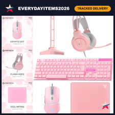 5-in-1 Gaming Bundle: RGB Keyboard, Mouse, Headset, Stand & Pad - Pink picture