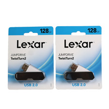 2 PACK Lexar JumpDrive TwistTurn2 128GB USB 2.0 Flash Drive LJDTT2-128ABNABK picture