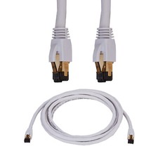 Cat8 Ethernet Cable RJ45 Shielded High Speed 40Gbps Internet White Copper Lot picture