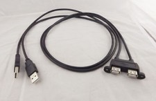 1x 2 USB A Female Panel Mount Socket To Dual USB 2.0 A Male Extension Cable 3ft picture
