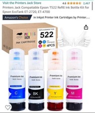 Printers Jack Compatiable Epson T522 Refill Ink Bottle Kit for Epson EcoTank picture