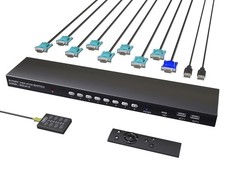 VGA KVM Switch with 8 Pack Cables, USB 2.0 Switcher for 8 Computers Share 1 Moni picture