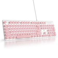 Wired Quiet Membrane Keyboard,Full Size 104-Keys Retro Punk Typewriter White LED picture