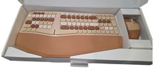 NOMI Ergonomic Wireless Keyboard Mouse Combo Beige Brown Open Box USB Receiver picture