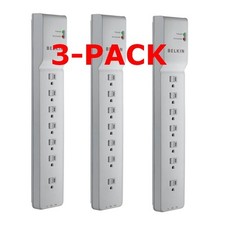 Belkin BE107200-06 7-Outlet Home Office Surge Protector Slim 6ft Right Angle 3Pk picture