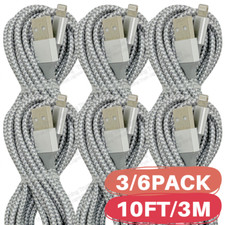 3/6Pack 10ft Long USB Fast Charging Cable For iPhone 13 12 11 8 7 6 Charger Cord picture