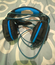 Black/Blue Over-Ear Wired Gaming Headset, Stereo Boom Mic, 3.5mm, 6ft picture