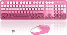 Wireless Keyboard And Mouse Combo Colorful Pink Gradient Retro Typing Office picture