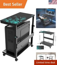 PC Stand Computer Cart, Height Adjustable Tower Stand 2-Tier Suit for ATX Cas... picture