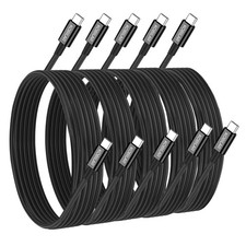 USB C to USB C Cable 100W 5A Fast Charging PD 3.0 Type C 5-Pack 5ft Black picture