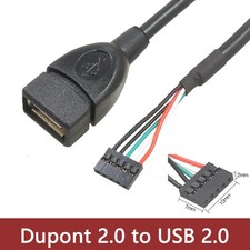 Dupont 2.0 5Pin to USB 2.0 A Female Shielded Cable Case Motherboard Extension picture
