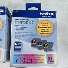 Brother Genuine LC103CL XL LC1033PKS Cyan/Magenta/Yellow Ink Cartridges 3PK picture