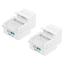 2 Pack RJ11 Cat 3 Telephone Jack, Cat3 Coupler Phone Adapter, White, 19mm picture