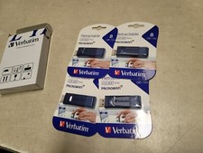 LOT OF 4 Verbatim Classic USB Flash Drive 8 GB USB Blue Retractable 2.0 Microban picture