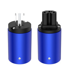 Pair HiFi Power Plug Rhodium Plated Blue US AC IEC C13 C15 DIY Cable Connector picture
