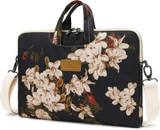 Stylish and Durable DACHEE Black Peony Laptop Shoulder Bag for 15