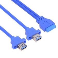 CY Panel Type Dual USB 3.0 Type-A Female to 20Pin Mainboard Header Cable 50cm picture