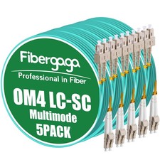 5 PCS OM4 LC To SC Fiber Patch Cable Multimode Duplex 50/125m 2m 7ft Jumper picture