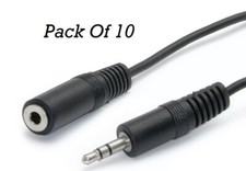 Pack Of 10 StarTech Stereo AUX Male To Female Cable Speaker Headset 1/8